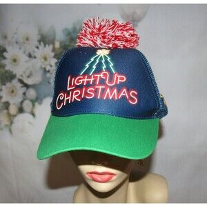 Light Up Christmas Blue Green Mesh Adjustable Hat Snapback Baseball Cap
